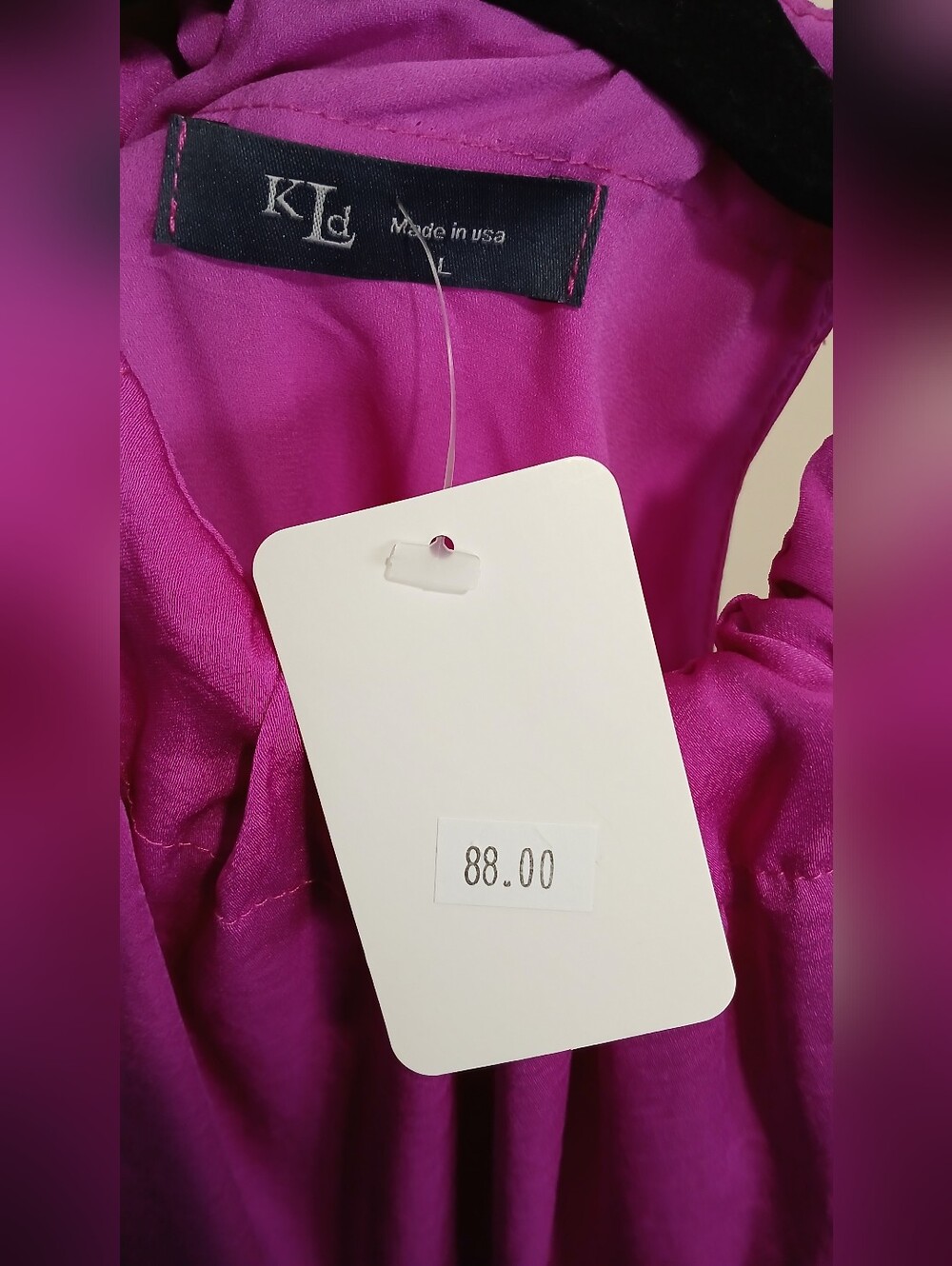 KJL Magenta Satin Halter Blouse Sleeveless Mini Dress Keyhole Back Neck Tie Top - Picture 9 of 12